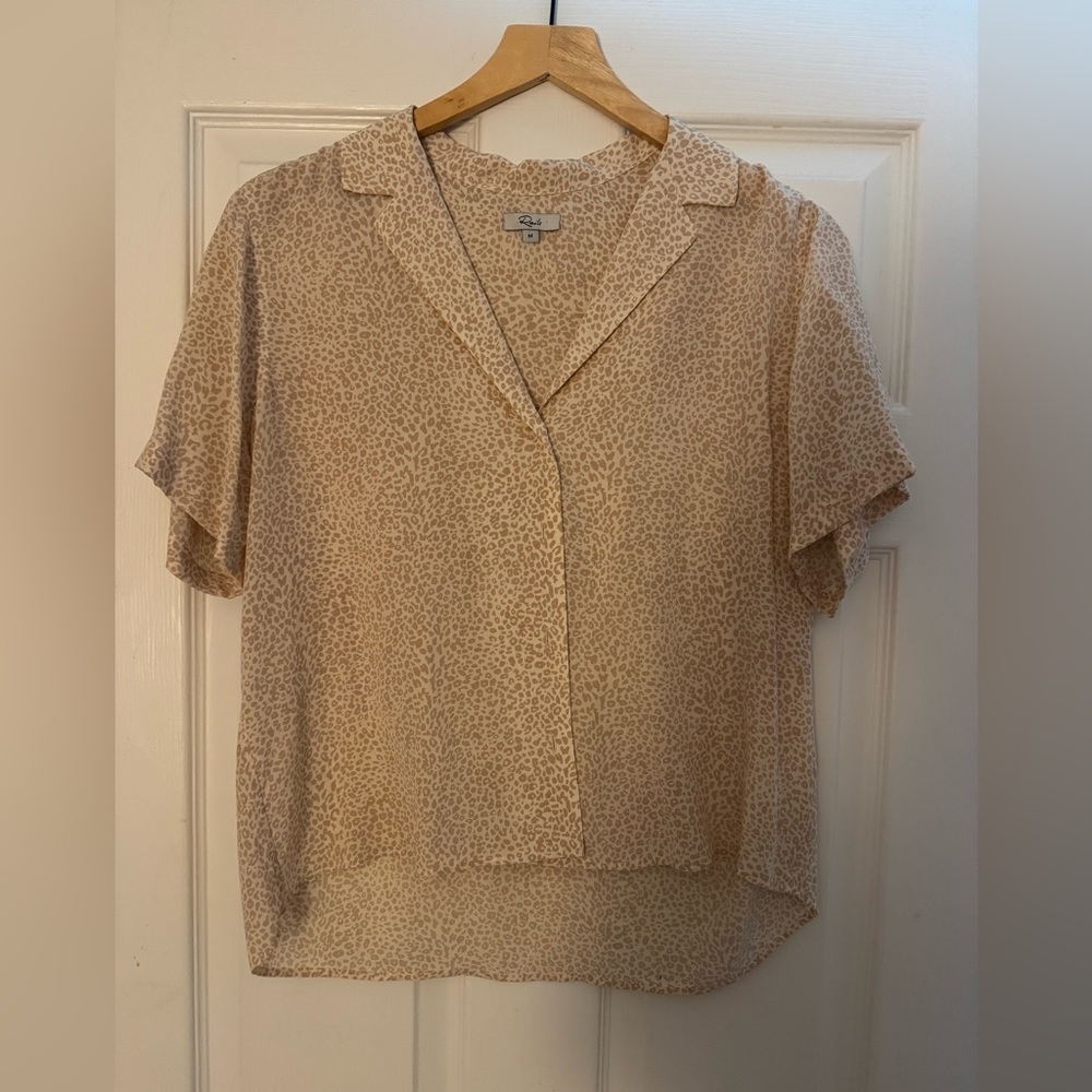 Light Pink Cheetah Print Short Sleeve Blouse